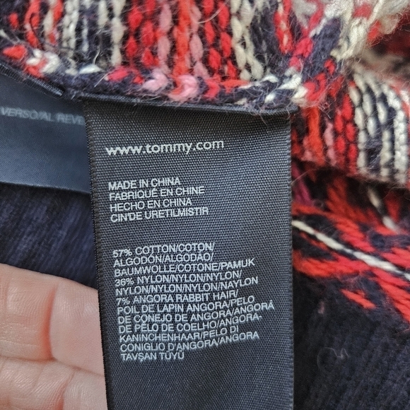 Tommy Hilfiger Navy Multicolor Angora Cotton Blend Sweater Dress Sz L Acadamia - Picture 5 of 11